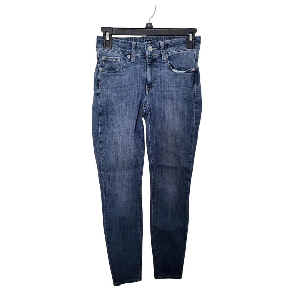 Gap Curvy Skinny Jeans Women 25 Blue Medium Wash Whiskered Stretch Denim Pants